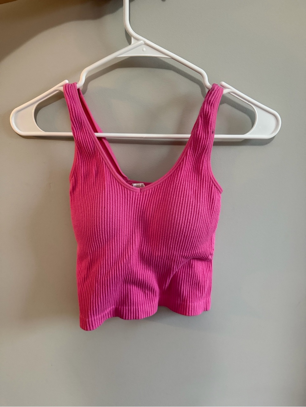 Altard State Hot Pink Ribbed Tank Crop Top with built in padding